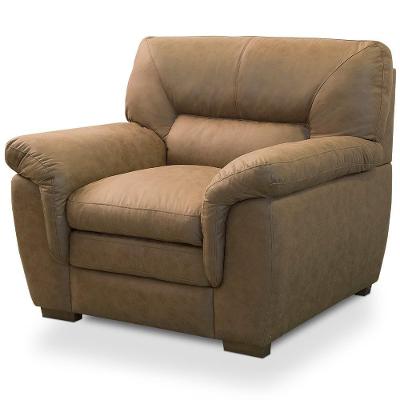Poltrona Fixa Para Sala De Estar Living Boston F04 Nobuck Marrom - Lyam Decor