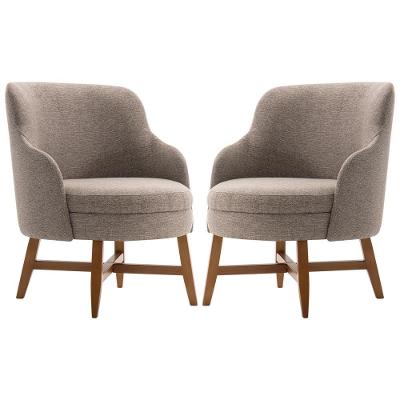Kit 2 Poltronas Decorativas Com Braço Amber Linho Cinza G66 - Gran Belo