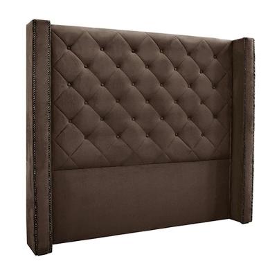 Cabeceira Decorativa King Size 2,19m Loewe Veludo Marrom G63 - Gran Belo