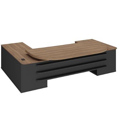 Mesa Para Escritório Tamburato 2 Portas 4 Gavetas Mason A02 Nogal Preto - Lyam Decor