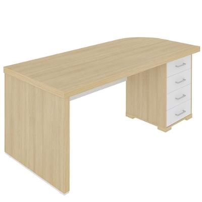 Mesa Para Escritório Home Office Gaveteiro Direito Atria Executiva A02 Carvalho Branco - Lyam Decor