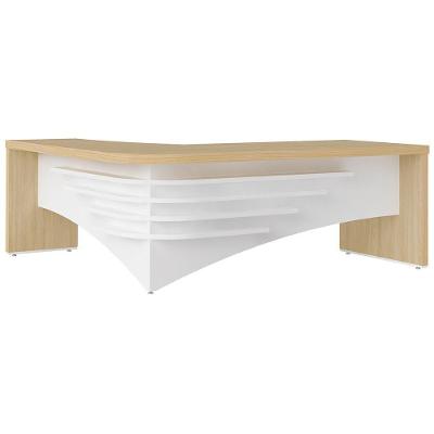 Mesa Para Escritório Em L Direito 200x180cm Atria Executiva A02 Carvalho Branco - Lyam Decor
