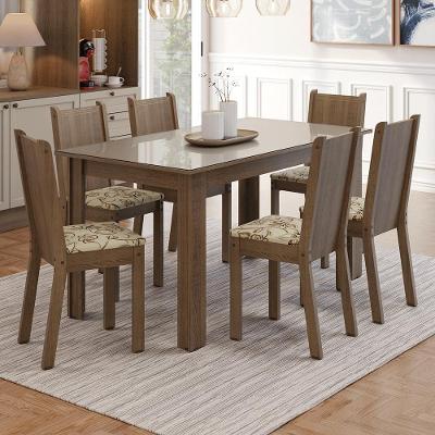 Conjunto Sala De Jantar Mel Mesa Tampo De Madeira 4 Cadeiras Rustic/crema/sintético Bege Madesa Rustic/crema/lírio Bege