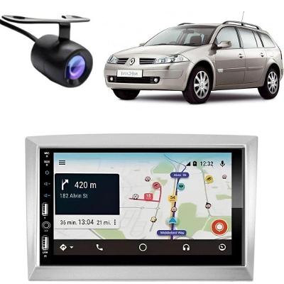 Central Multimídia MP5 7810H 2DIN Bluetooth com Moldura e Câmera de Ré para Mégane Grand Tour Prata