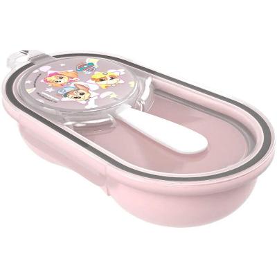 Pote para Papinha com Colher 17945 Ideal para Armazenar Refeições Licenciado Patrulha Canina Rosa