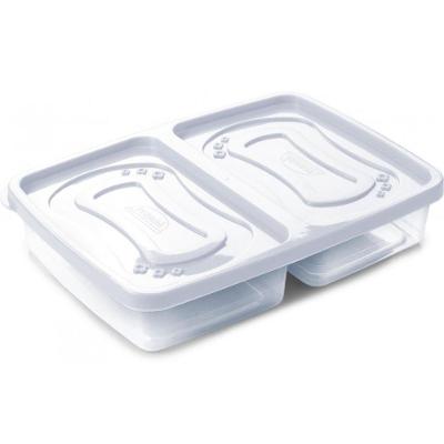 Pote Clic 2 Divisórias 24x17x5CM para Marmitas em Plástico com Fechamento Clic Transparente Plasútil