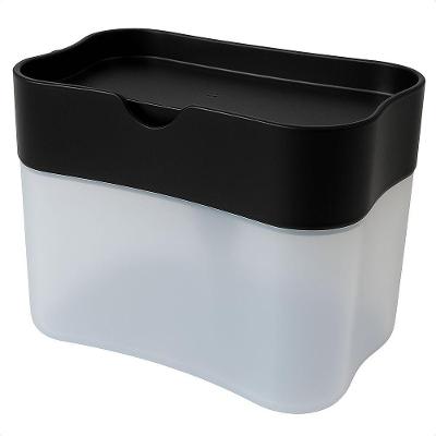 Dispenser 2 em 1 GT6391-B para Detergente e Esponja em Plástico PP Preto Lorben