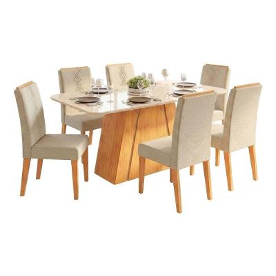 Conjunto Sala Jantar Mesa Tampo Vidro 1,70m Sandy 6 Cadeiras