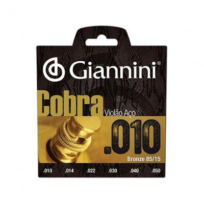Corda para Violão Bronze Cobra 85-15 0,010 Sonoridade Rica e Equilibrada Giannini Bronze