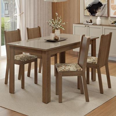Conjunto Sala De Jantar Dolce Mesa Tampo De Madeira 6 Cadeiras Madesa Rustic/crema/lírio Bege