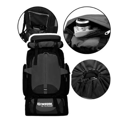 Mochila para Camping Viagem Trilha Esportiva Impermeável 70L com Alças Ajustáveis e Ventilação Azul