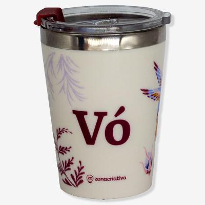 Copo Snap Bordado de Vó em Aço Inoxidável com Parede Dupla 300ML para Bebidas Zonacriativa