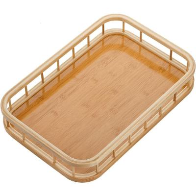 Bandeja Retangular 10018 em Bambu Resistente para Servir e Organizar Objetos Amadeirado Ke Home
