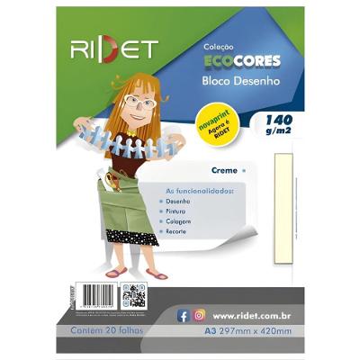 Bloco de Desenho Eco Cores 10027 Papel Creme 140G FORMATO A3 297X420MM com 20 Folhas Amarelo