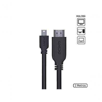 Cabo Mini Displayport para HDMI PMDPH-2 2M 1080P 30HZ Duplo Canal de Áudio Pcyes