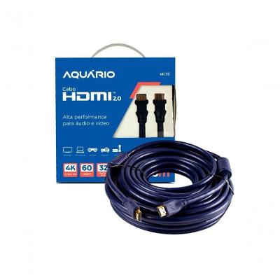 Cabo HDMI Aquário 4K15 para Áudio e Vídeo com Resolução 4K 60HZ e HDMI 2.0 15m