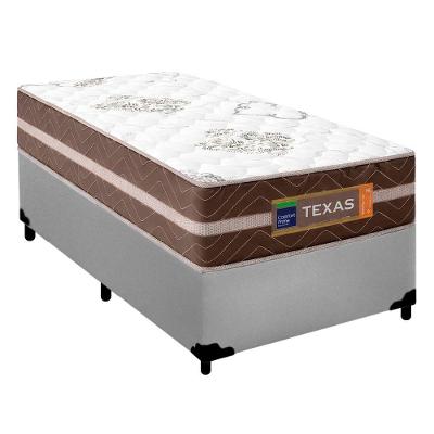 Cama Box Solteiro Sintético + Colchão Molas Ensacadas Texas Prime Colchões 88cm Cinza