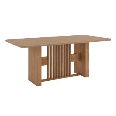 Mesa De Jantar Vívian 06 Lugares Canto Arredondado Com Vidro Sc147 Nature - Henn