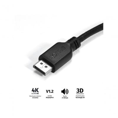 Cabo Displayport PDPM-2 2 METROS V1.2 com Resolução 4K 60 HZ e Áudio 7.1 Virtual Pcyes