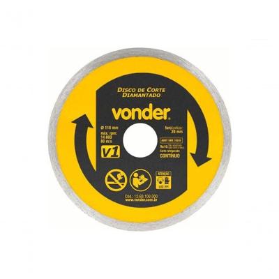 Disco de Corte Diamantado V1 110MM Furo 20MM para Mármore, Granito e Cerâmica Vonder