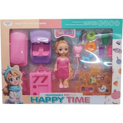 Boneca Happy Time com Carro, Carretinha e Acessórios para Estimular a Imaginação Futuro Kids