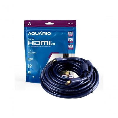 Cabo HDMI 4K10 4K a 60HZ com HDMI 2.0, 10M e Alta Blindagem Contra Interferências Preto Aquário