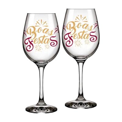 Kit Com 2 Taças De Vinho - Boas Festas