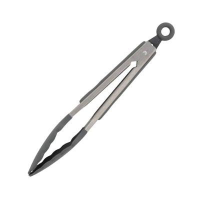 Pegador De Metal Com Ponta De Silicone Cinza Multiuso Pinça 27cm