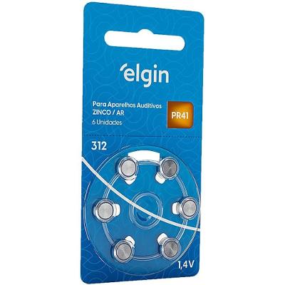 Bateria Para Aparelho Auditivo Elgin 312/41 1.4v - 06 Unidades