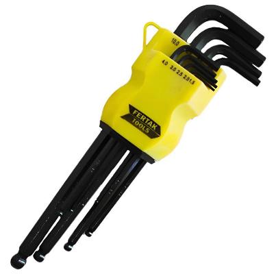 Jogo De Chave Allen Longa Abaulada 1.5-10mm 9 Peças Fertak 2404
