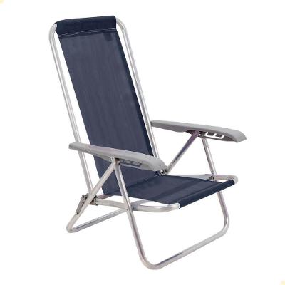 Cadeira De Praia Reclinável Tramontina Bali Baixa Em Alumínio Com Assento Azul Escuro 92900106