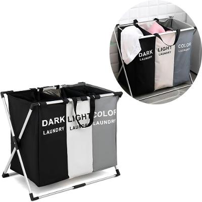 Cesto De Roupa Triplo Organizador Armazenamento 3 Seções - Ideal Para Facilitar Seu Dia A Dia E Otimizar O Tempo Na Lav