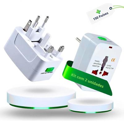 Kit 2 Adaptadores Tomada Universal Padrão Internacional Adaptador Mais De 150 Países Para Viagem Bivolt Eua Uk Jp Au Eu
