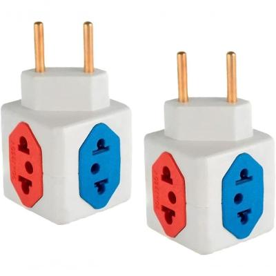 Kit Com 2 Adaptadores Benjamim Cubo 3d Com 3 Entradas De Tomada 10 Amperes E 1 Entrada De Tomada 20 Amperes Cores Sortid