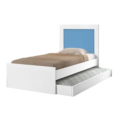 Bicama Bibox Luara Solteiro Com Cama Auxiliar Para Quarto Infantil E Juvenil - Branco-azul