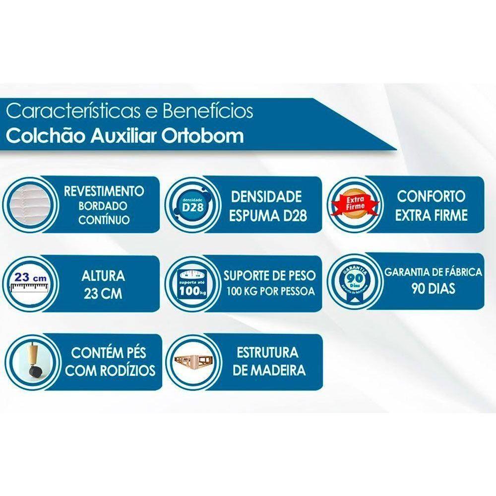 Cama Box Baú c/Auxiliar Solteiro Universal Courano White (88x188) - Ortobom - 3