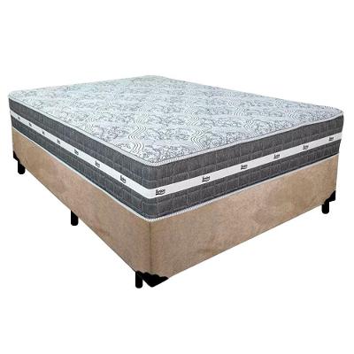 Cama Box Casal Suede + Colchão Anjos Black Graphite Molas Ensacadas 138x188x64cm Cor:bege