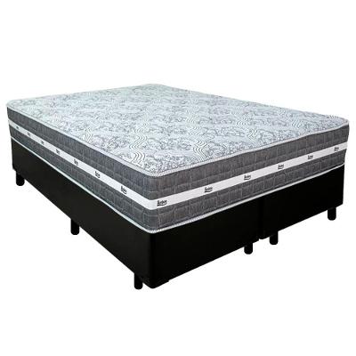 Cama Box Casal Bipartido Sintético + Colchão Anjos Black Graphite Molas Ensacadas 138cm Suporta Até 120 Kg Por Pessoa Co