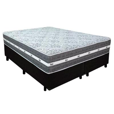Cama Box Casal Bipartido Suede + Colchão Anjos Black Graphite Molas Ensacadas 138cm Suporta Até 120 Kg Por Pessoa Cor:pr