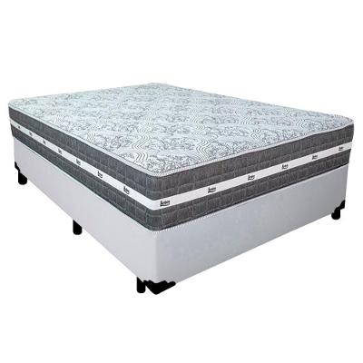 Cama Box Casal Sintético + Colchão Anjos Black Graphite Molas Ensacadas 138cm Suporta Até 120 Kg Por Pessoa Cor:branco