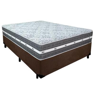 Cama Box Casal Suede + Colchão Anjos Black Graphite Molas Ensacadas 138cm Suporta Até 120 Kg Por Pessoa Cor:marrom