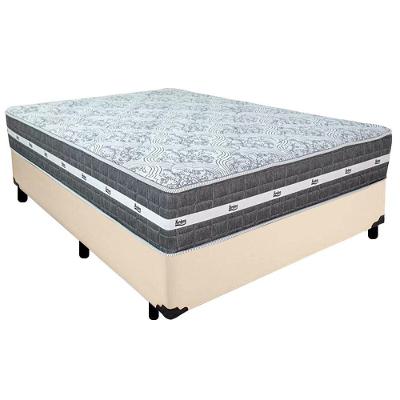 Cama Box Casal Sintético + Colchão Anjos Black Graphite Molas Ensacadas 138cm Suporta Até 120 Kg Por Pessoa Cor:bege