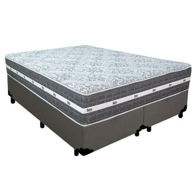 Cama Box Casal Bipartido Sintético + Colchão Anjos Black Graphite Molas Ensacadas 138x188x64cm Cor:cinza