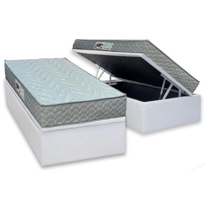 Cama Box Baú Solteiro CRC + Colchão D45 Pasquale Espuma Branco e Cinza Colchão Paropas