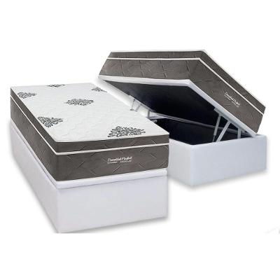 Cama Box com Baú Solteiro Essential Inovaflex 88 Molas Ensacadas Euro Pillow Branco a Costa Rica