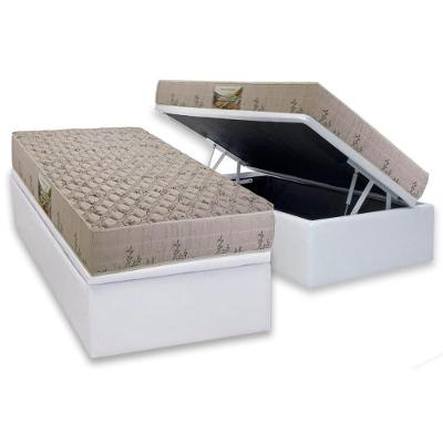 Cama Box com Baú Solteiro CRC + Colchão Espuma D33 Cannes Branco Herval