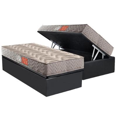 Cama Box com Baú Solteiro Crc D45 Pasquale Gray Espuma Cinza Colchão Paropas