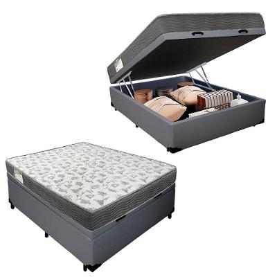 Cama Box com Baú Casal 138cm Sintético com Colchão de Espuma D33 Cinza Sereneprime