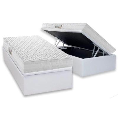Cama Box com Baú Solteiro Ag65 Frontier Base Crc Linhão White Colchão Espuma Branco Herval