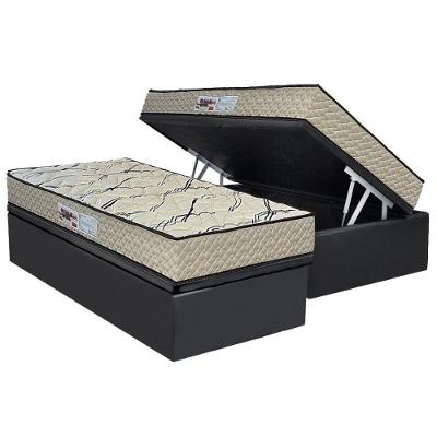 Cama Box Baú Solteiro Ag65 Max Sono Clean Espuma D33 Suede Gray Cinza e Bege Paropas